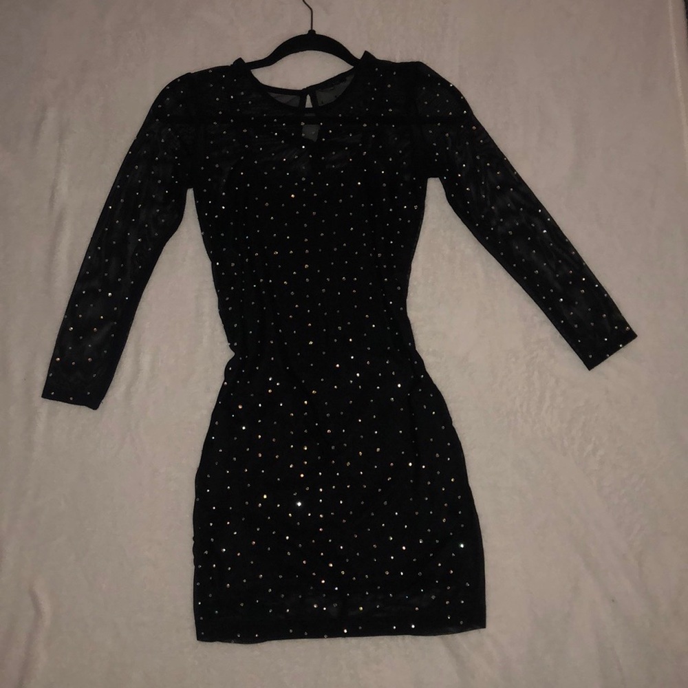 Sheer studded mesh dress